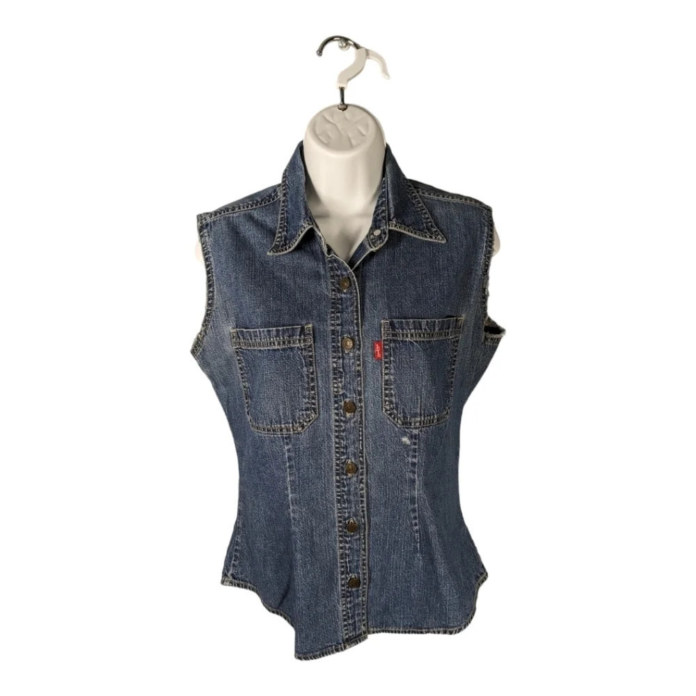 Levi's Strauss & Co. Blue Denim Jean Work Shirt  Vest Button Down S